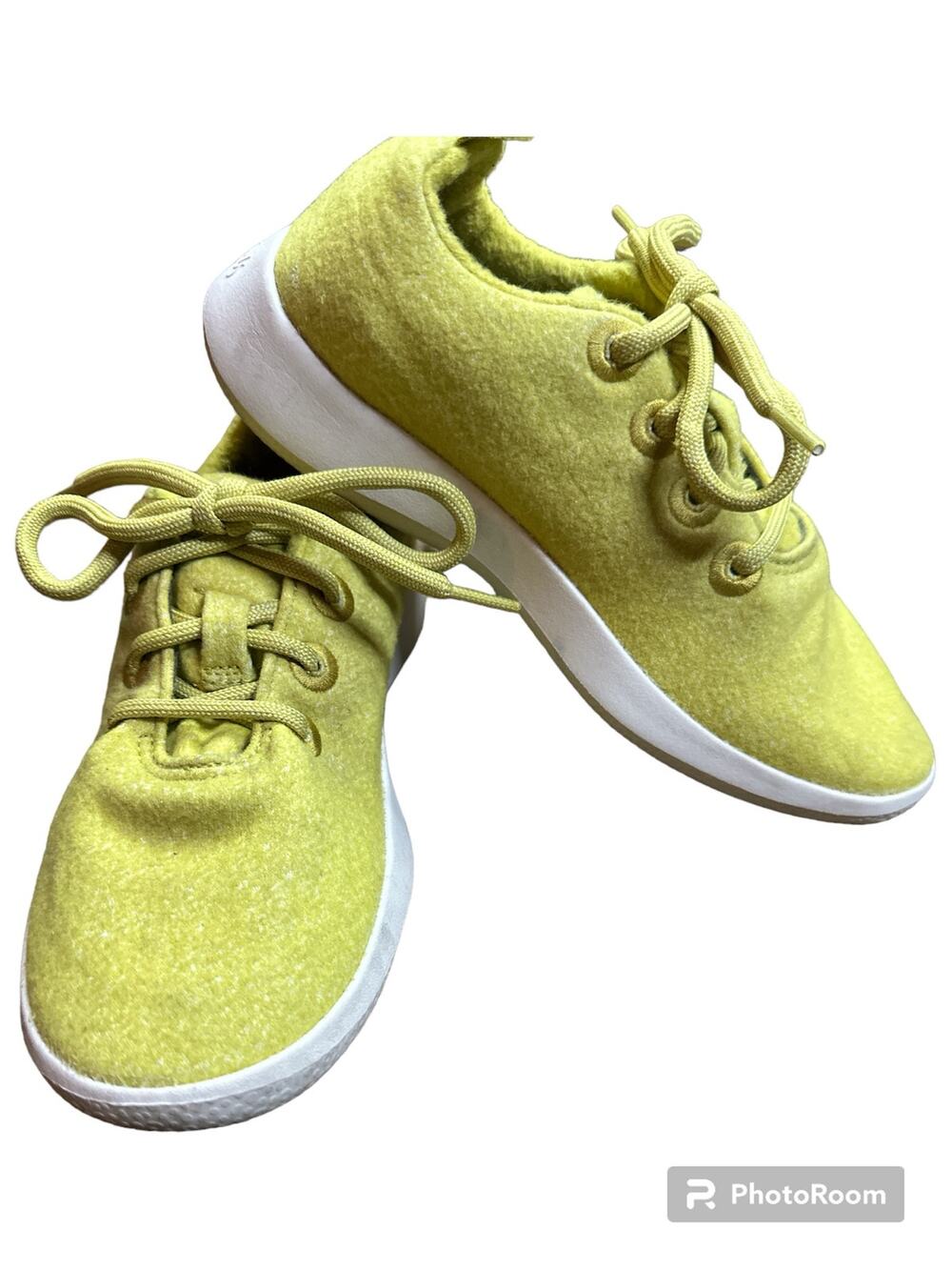 Women's Allbirds Neon Yellow Lace Up Wool Athletic Runners Sneakers Shoes Size 5
